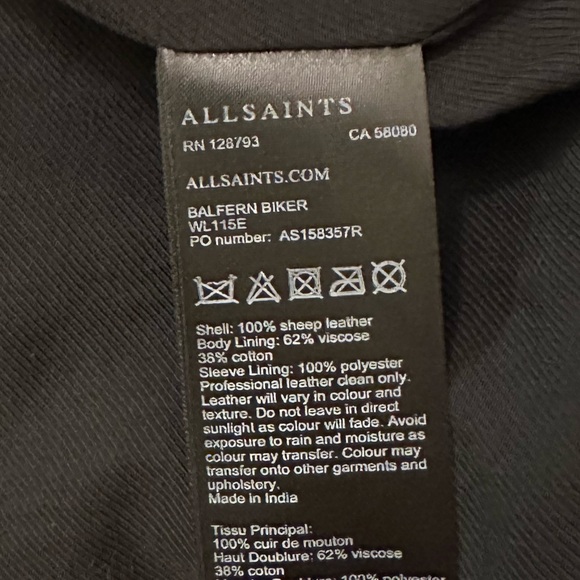 AllSaints Balfern Belted Hem Leather Biker Jacket - Picture 6 of 13